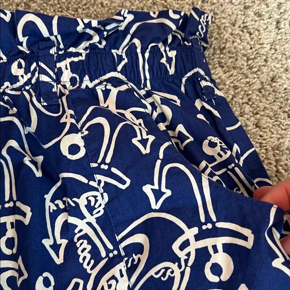 Lilly Pulitzer Blue Anchor Skirt Small Elastic Waist Pockets Coastal Nautical - Picture 7 of 16